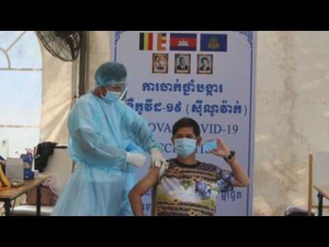 Garment workers receive COVID-19 vaccine in Cambodia