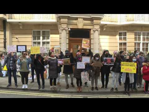 UK: Protest outside Myanmar embassy following ambassador's removal