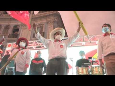 Peruvian presidential candidate Pedro Castillo campaigns in Lima
