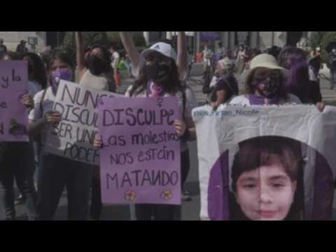 Protesters in Mexico City grieve over death of 7-year-old girl, femicide victims