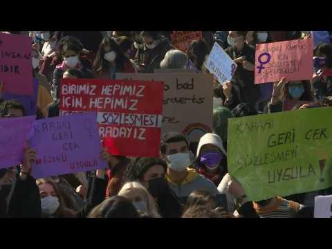 In Turkey, protests over withdrawal from treaty designed to protect women