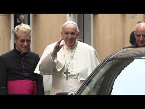 Pope Francis arrives for private mass in Rome