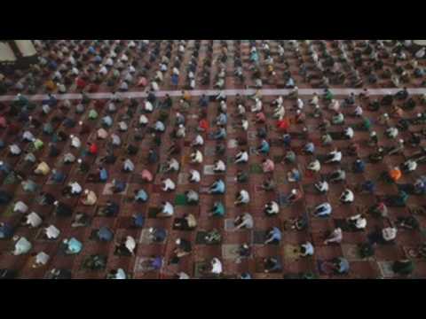 Malaysian Muslims attend first Friday prayers during Ramadan