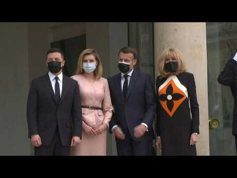 Ukrainian president Zelensky and wife arrive at Elysee Palace
