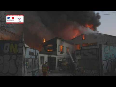 French fire brigade releases footage of major warehouse fire near Paris