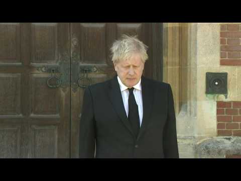 Prime Minister Boris Johnson holds a one minute silence in tribute to Prince Philip