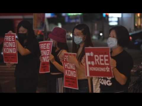 Protest in Osaka against arrest of pro-democracy activists in Hong Kong