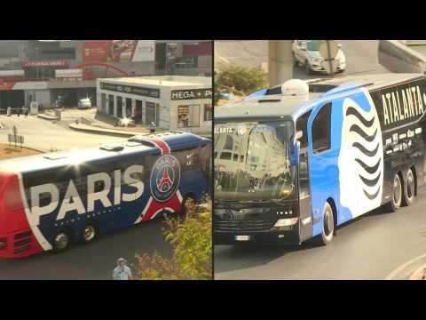 Football/Champions League: PSG, Atalanta team buses arrive at stadium