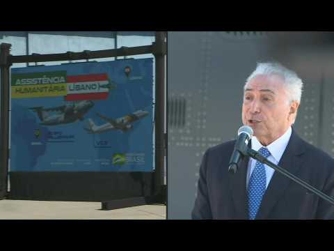 Brazil's Bolsonaro, Temer prepare to see off plane headed for Lebanon