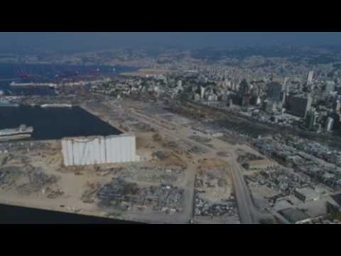 Aerial footage of Beirut harbor area