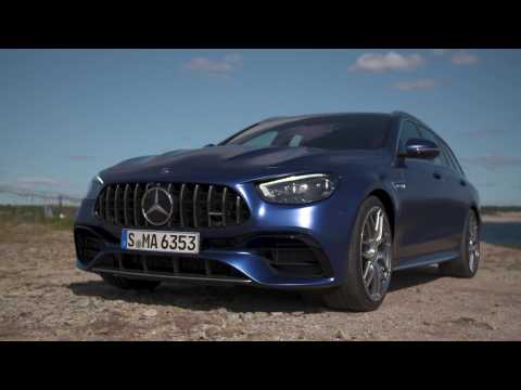 Mercedes-AMG E 63 4MATIC+ T-Modell in Brilliant blue Driving Video