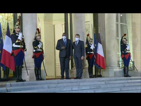 Emmanuel Macron welcomes the President of Kenya Uhuru Kenyatta to the Elysée Palace