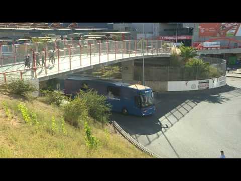 Champions League: FC Barcelona buses arrive at Lisbon stadium