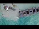 Aerial footage of Japanese-owned MV Wakashio boat broken in two in Mauritius