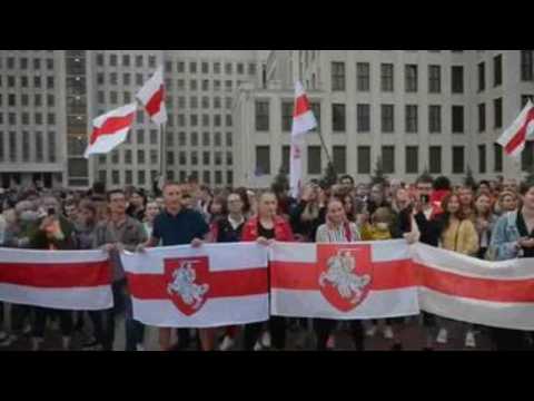 Belarus opposition supporters demonstrate in Minsk