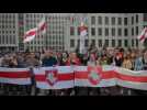 Belarus opposition supporters demonstrate in Minsk