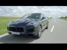 The new Porsche Cayenne GTS Coupé in Moonlight blue Driving Video