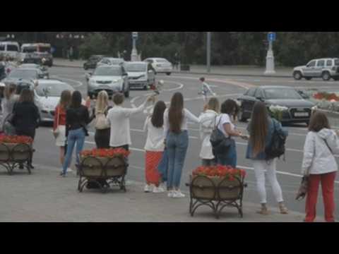 Belarusian women protest against Lukashenko in Minsk