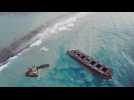 Aerial shots of the ship that has split in two off Mauritius