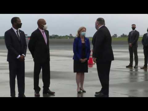 Pompeo greeted by officials as he lands in Guyana