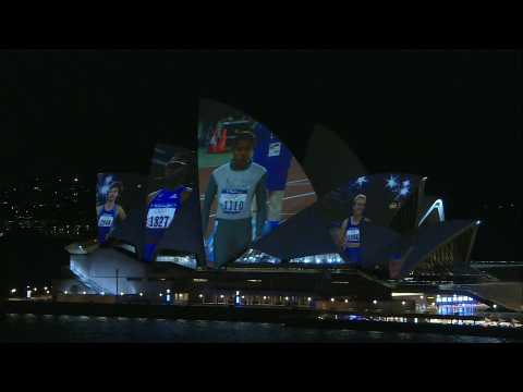 DNA-stored Cathy Freeman race projected onto Sydney Opera House