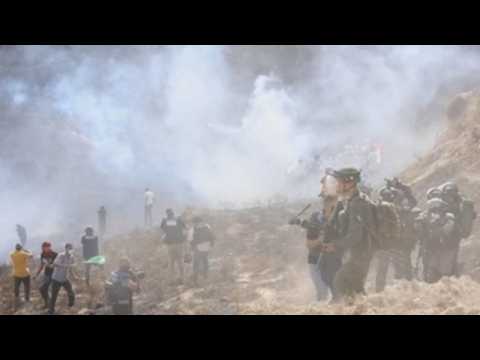 Clashes between Palestinian protesters and Israeli soldiers in Nablus
