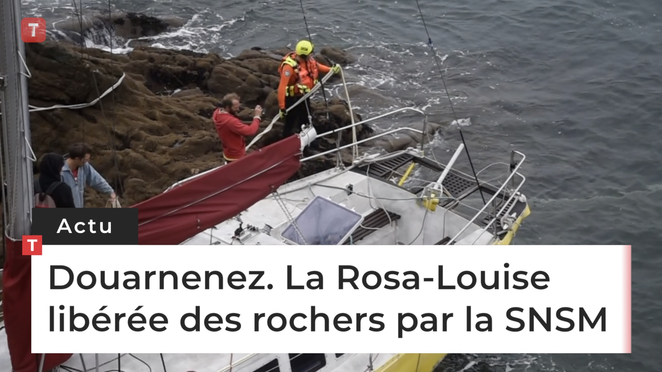 Douarnenez. La Rosa-Louise libérée des rochers par la SNSM (Le Télégramme)