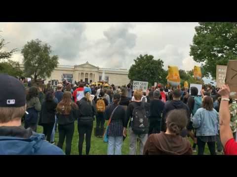 Protesters gather in Cleveland, Ohio ahead of Trump-Biden debate