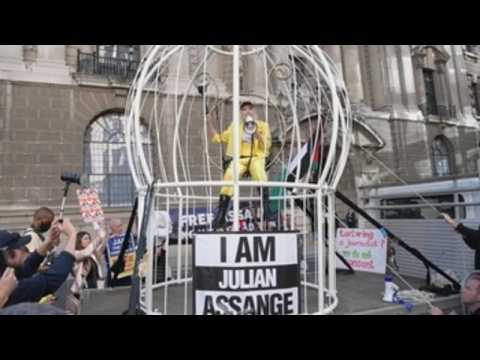 Designer Vivienne Westwood protests for Assange's freedom