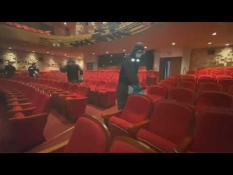 Health authorities disinfect theater in Seoul