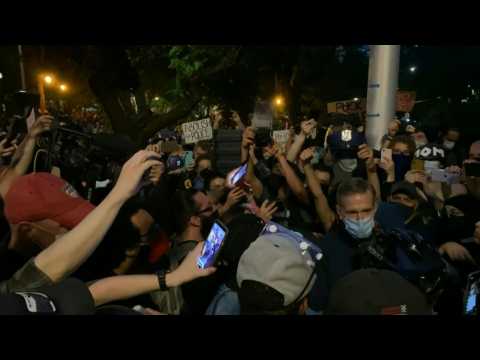 Portland mayor speaks to protesters at demonstration