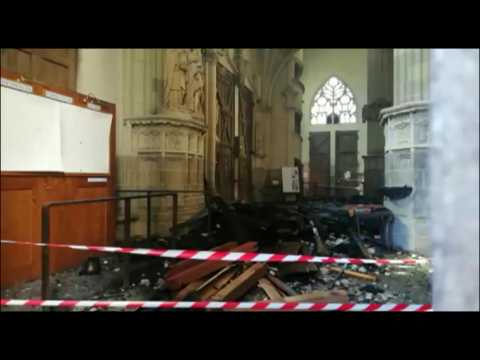 France: aftermath of fire in gothic cathedral of Nantes