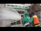 Disinfection work during lockdown in Gaza