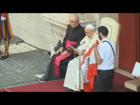 Pope Francis prays for Lebanon during public audience