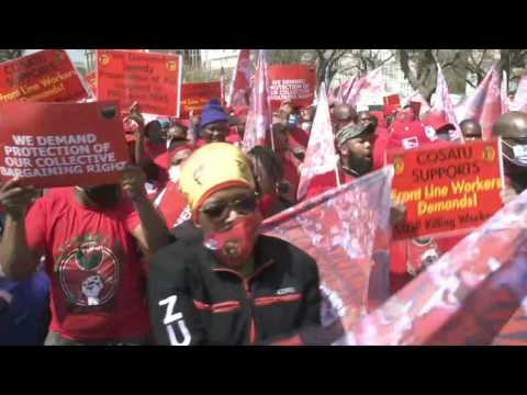 South African health workers protest in Pretoria
