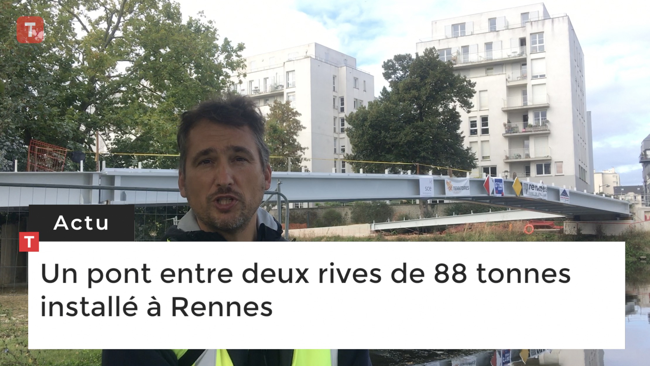 Un pont entre deux rives de 88 tonnes installé à Rennes (Le Télégramme)