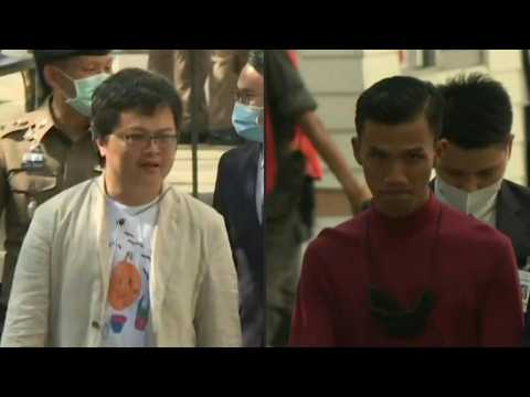 Thai activists arrive at court for anti-government protest trial
