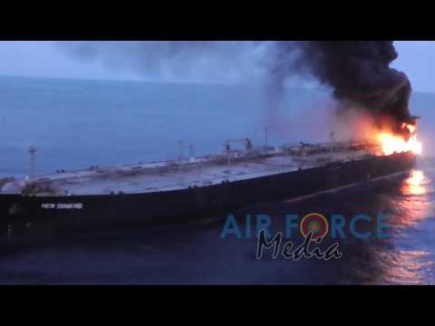 Oil tanker fire rages for second day off Sri Lanka coast