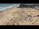 Beach-goers brave heatwave on Biarritz beach