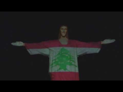 Christ the Redeemer lights up with Lebanese flag in solidarity with explosion victims