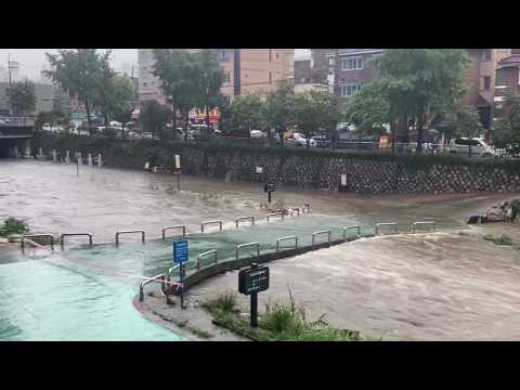 Torrential rain causes flooding, landslides in South Korea