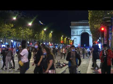 Football/Champions League: PSG fans gather on Champs-Elysees after match