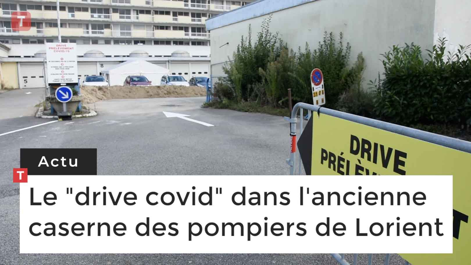 Le "drive covid" dans l'ancienne caserne des pompiers de Lorient (Le Télégramme)