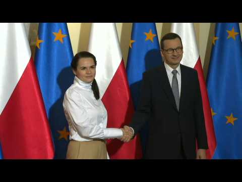 Belarus opposition figurehead Svetlana Tikhanovskaya meets Polish PM