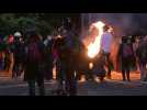 Portland protesters burn pallets during demonstration