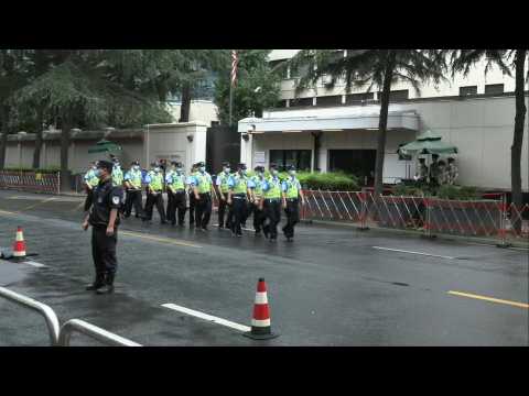 Images of security presence outside US consulate in Chengdu