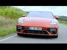The new Porsche Panamera Turbo S Sport Turismo in Papayametallic Driving Video