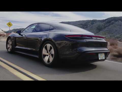 The new Porsche Taycan 4S in Volcano Grey Driving Video
