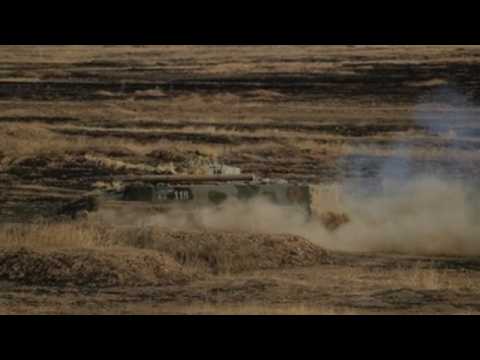 Russian tanks take part in Caucasus 2020 manoeuvres