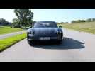 The new Porsche Taycan Turbo in Volcano Grey Metallic Driving Video